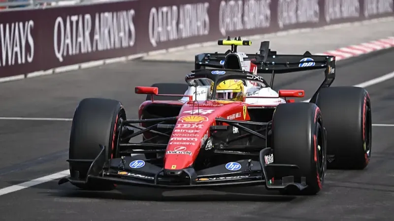 Lewis Hamilton on track