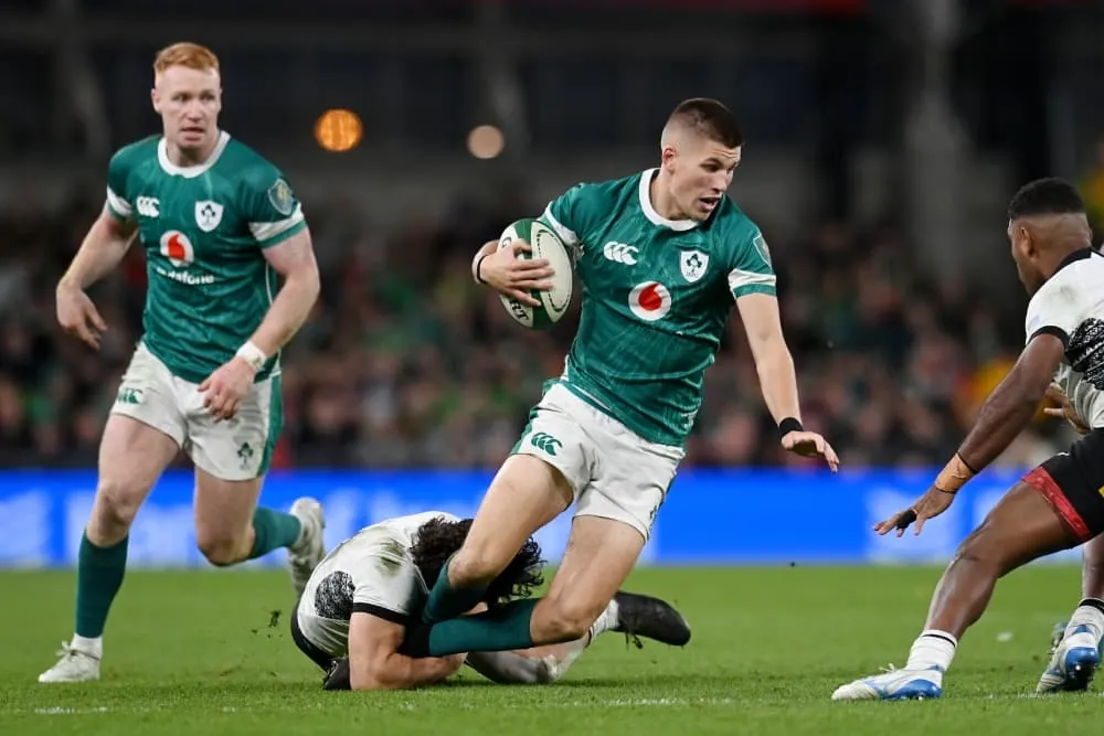 Ireland coach Andy Farrell opted for Sam Prendergast as his playmaker for their Nations Championship opener against Australia. Photo: Getty Images