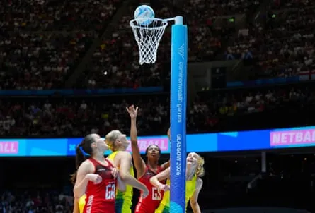 England’s Liv Tchine scores through traffic against Australia on day three of the 2026 Commonwealth Games in Glasgow.